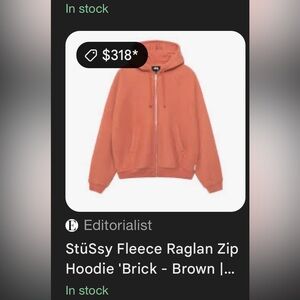 The Stussy Fleece Raglan Zip Hoodie